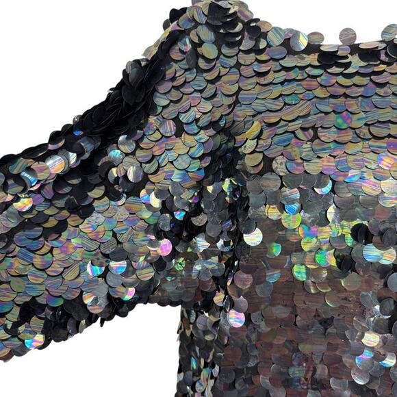 Liz Claiborne Vintage 80s Lambswool Angora Sweater Allover Sequin Dolman sz S - Picture 5 of 16